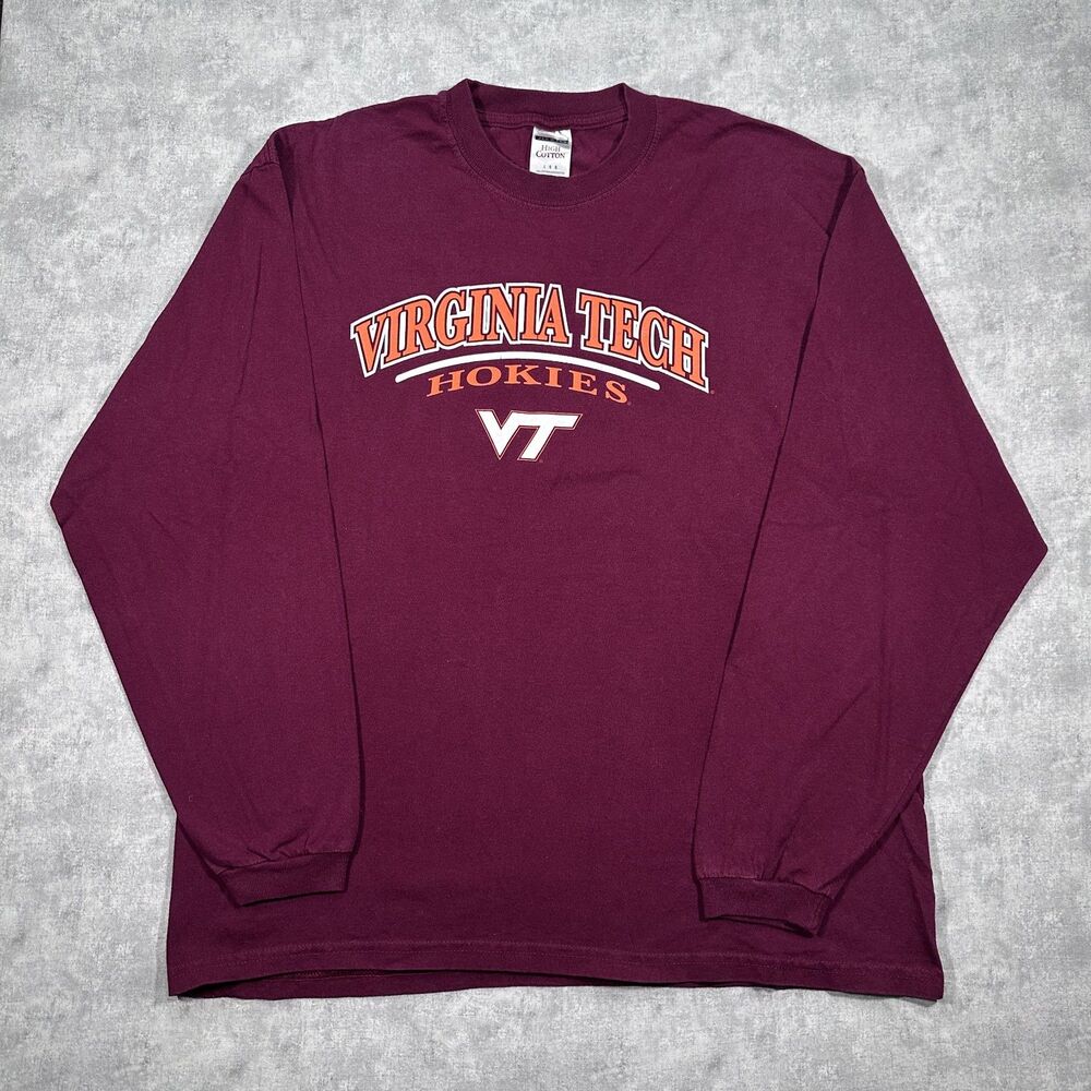 Vintage Gildan Virginia Tech Hokies Mens Large Maroon Long Sleeve Shirt
